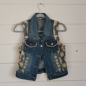 Denim embellished vest